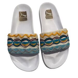 COOGI x Puma Leadcat Slides Women 9 Cushioned Embroidered Boho Vacation Resort